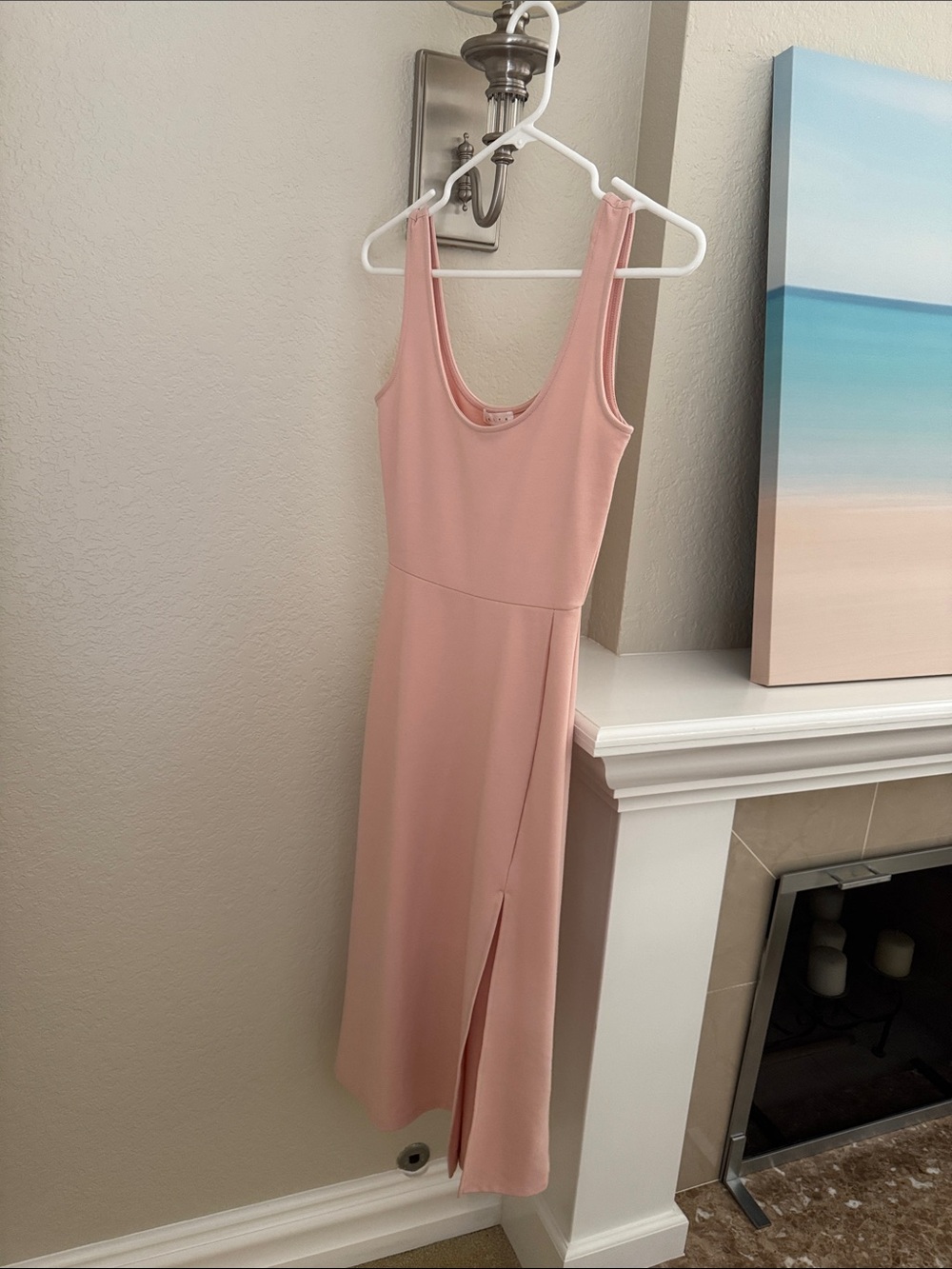 Leith Blush Pink Sleeveless Midi Dress with Side Slit